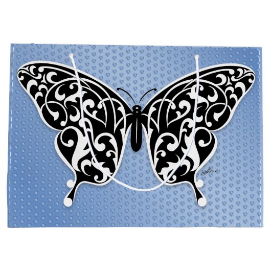 エドワード・エクシによるエレガントなバタフライ・ギフトバッグデザイン ラージペーパーバッグ (裏面)