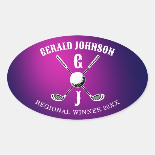 エドワード エクシによるミニマリスト カスタム エレガント ゴルフ モノグラム デザイン 楕円形シール (正面)