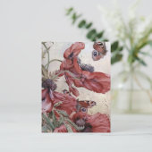 エドワード・ジュリアス・デットモルド ポピーズ アンド バタフライ ポストカード (スタンド正面)