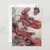 エドワード・ジュリアス・デットモルド ポピーズ アンド バタフライ ポストカード (正面/裏面)