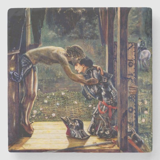 エドワード・バーン=ジョーンズの慈悲深い騎士 ストーンコースター (正面)