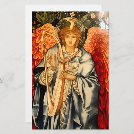 エドワード・バーン・ジョーンズ「エンジェル・タペストリー」 便箋 (正面/裏面)