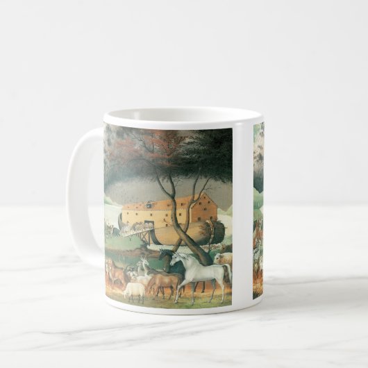 エドワード・ヒックスによるノアの箱舟、ヴィンテージ・フォーク・アート コーヒーマグカップ (正面左)