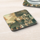 エドワード・ヒックスの『平和の王国』ヴィンテージ・フォークアート コースター (左側)