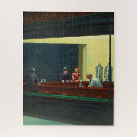 エドワード・ホッパーによる「ナイトホークス」絵画 ジグソーパズル (縦)