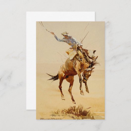 エドワード・ボレインによる馬#2のカウボーイ サンキューカード (正面/裏面)