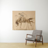 エドワード・ボレインの『バッキングホースに乗るカウボーイ』 タペストリー (インサイチュ(横))