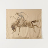 エドワード・ボレインの『バッキングホースに乗るカウボーイ』 タペストリー (正面(横))