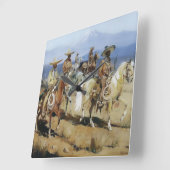 エドワード・ボレインの『馬に乗る5人のカウボーイ』 スクエア壁時計 (傾斜)