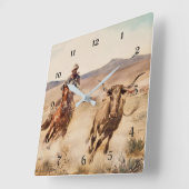 エドワード・ボーリン『カリフォルニア・ヴァケロ』 スクエア壁時計 (傾斜)