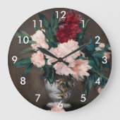エドワード・マネ – 小さな台座の牡丹の花瓶 ラージ壁時計 (正面)