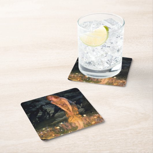 エドワード・ロバート・ヒューズ著「真夏の前夜」 スクエアペーパーコースター (インサイチュ)