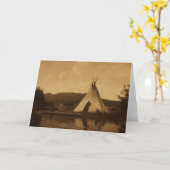 エドワードS.カーティスの空白のなメッセージカード"Kalispelキャンプ" カード (黄色い花)