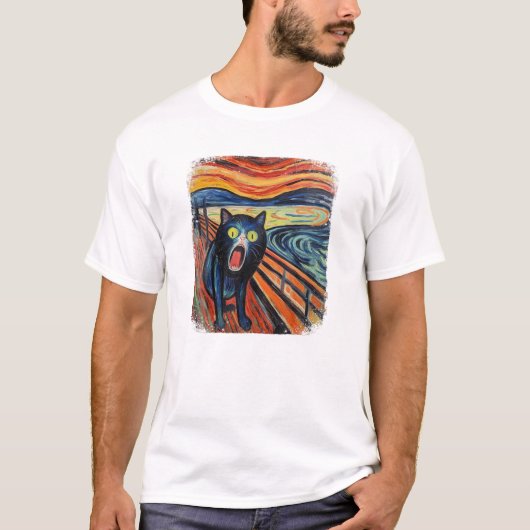 エドヴァルドの表現主義による面白いネコの叫び Tシャツ (正面)