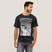 エドヴァルド・ムンクの叫び 白ラインアート Tシャツ (正面フル)