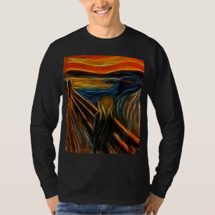 エドヴァルド・ムンクを絵を描く叫びのフラクタル Tシャツ