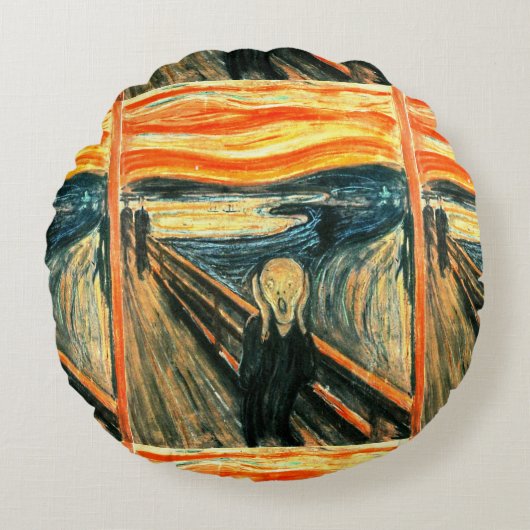 エドヴァルド・ムンク著叫び ラウンドクッション (正面)