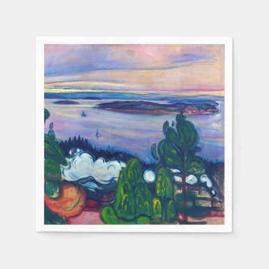 エドヴァルド・ムンク - 列車の煙 スタンダードカクテルナプキン (正面)