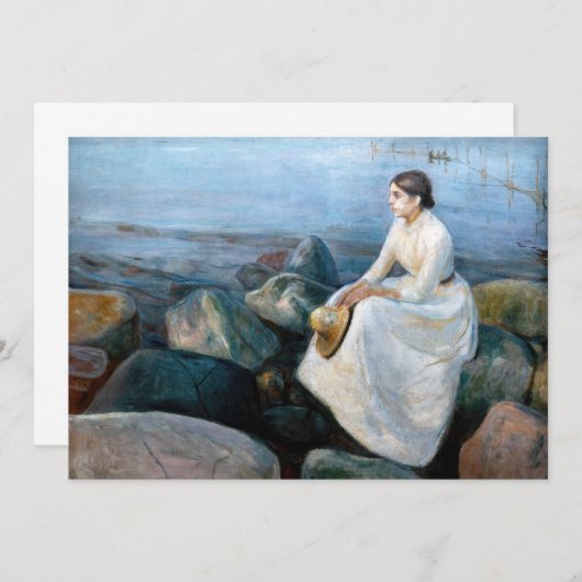 エドヴァルド・ムンク - 夏の夜、インガー・オン・ザ・ビーチ 招待状 (正面/裏面)