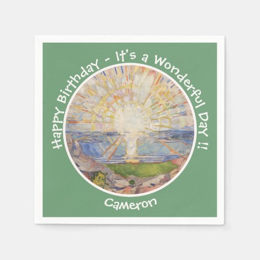 エドヴァルド・ムンク  太陽 (Solen) - 日の出 パーティーグッズ スタンダードカクテルナプキン (正面)