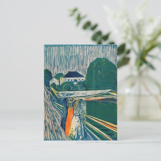 エドヴァルド・ムンク - 橋上の少女たち、リトグラフ ポストカード (スタンド正面)