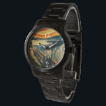 エドヴァード・ムンクによる悲鳴 腕時計<br><div class="desc">1893年から1910年の間に絵画やパステルとしてThe Screamの4つのバージョンを作り上げた。悲鳴は、2人が背景に立つ歩道の上に痛みを伴う表情を持つ、やや奇妙な人物を描く。ダークブルーの渦巻く海と燃えるような赤とオレンジ色の空もムンチの構図の一部である。パステルバージョンは、2012年にソテビーのオークションハウスで約1億2000万ドルで販売された。彼の日記で絵を描、「私は道に沿って歩くだった。街は片側に沿って夕べだった。私は疲れて病気だった感じ。私は見て見て回った。太陽の設定と雲の回り。自然を通過して悲鳴を感じた。悲鳴</div>