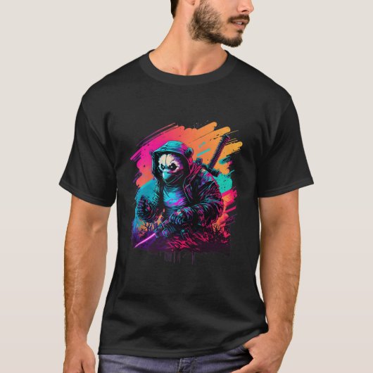 エド・パンダ忍者スチームパンク合成波野球 Tシャツ (正面)