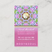エナジースヒーリングホリスティックピンクスパークルビジネスカード 名刺 (正面)