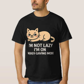 エナジーセービングモードの猫 面白い 怠け者 ユーモア Tシャツ