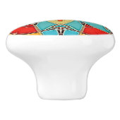 エナメルガラスの花のモチーフ – ターコイズ セラミックノブ (側面)