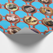 エナメルビクトリアンズミニチュアドッグポートレートスカイブルー ラッピングペーパー (角)