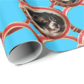 エナメルビクトリアンズミニチュアドッグポートレートスカイブルー ラッピングペーパー (ロールコーナー)