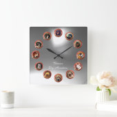 エナメルビクトリアンズミニチュアドッグポートレートホワイト スクエア壁時計 (ホーム)