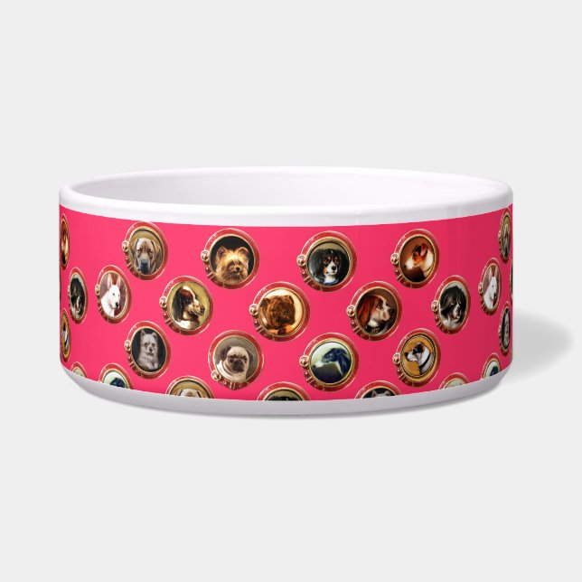 エナメルビクトリアン/ミニチュアドッグポートレートピンク ボウル (右)