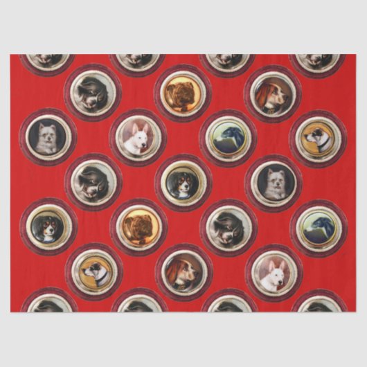 エナメルビクトリアン/ミニチュアドッグポートレート赤 薄葉紙 (正面)