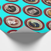 エナメルビクトリアン/ミニチュアドッグポートレート,ティール(緑がかった色) ラッピングペーパー (角)