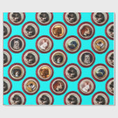 エナメルビクトリアン/ミニチュアドッグポートレート,ティール(緑がかった色) ラッピングペーパー (フラット)