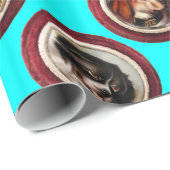 エナメルビクトリアン/ミニチュアドッグポートレート,ティール(緑がかった色) ラッピングペーパー (ロールコーナー)