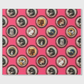 エナメルビクトリアン/ミニチュアドッグポートレート，ピンク ラッピングペーパー (フラット)