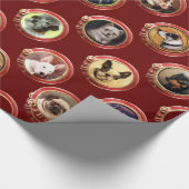 エナメルビクトリアン/ミニチュアドッグポートレート,赤 ラッピングペーパー (角)