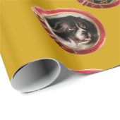 エナメルビクトリアン/ミニチュアドッグポートレート，黄色 ラッピングペーパー (ロールコーナー)