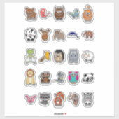 エナメルフェイクピン動物 シール (シート)