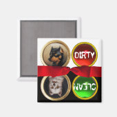 エナメルミニチュアドッグポートレート汚れクリーン マグネット (正面/裏面)