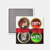 エナメルミニチュアドッグポートレート汚れクリーン マグネット (正面/裏面)