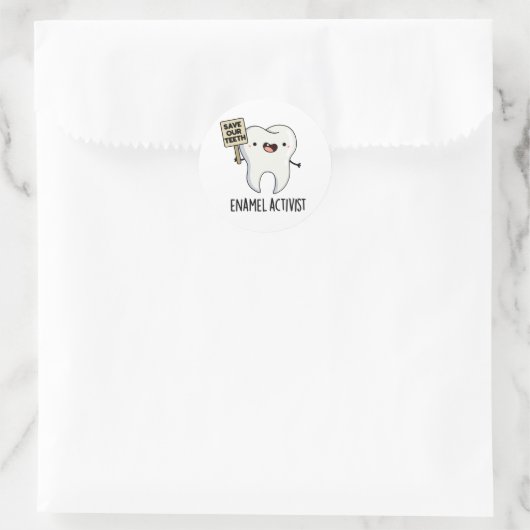 エナメル活動家おもしろい歯科用歯パン ラウンドシール (バッグ)