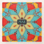 エナメル素晴らしカラーガラスルック – あなたのイニシャル ガラスコースター (正面)