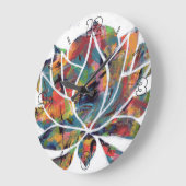 エニグマティックオリエンタルロータスフラワーオリジナル抽象芸術 ラージ壁時計 (傾斜)