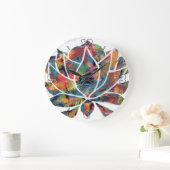 エニグマティックオリエンタルロータスフラワーオリジナル抽象芸術 ラージ壁時計 (ホーム)