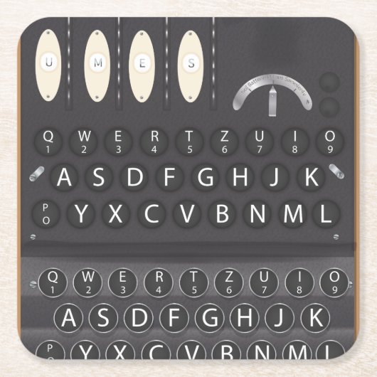 エニグマ機械 スクエアペーパーコースター (正面)