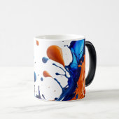 エネルはっきりしたギー – 動的な青とオレンジの抽象芸術 モーフィングマグカップ (正面右)
